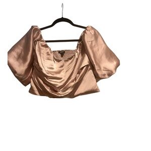 Satin pull sleeve crop